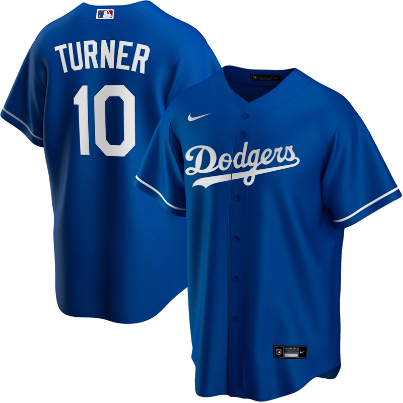 2020 MLB Men Los Angeles Dodgers Justin Turner Nike Royal Alternate 2020 Replica Player Jersey 1->los angeles dodgers->MLB Jersey